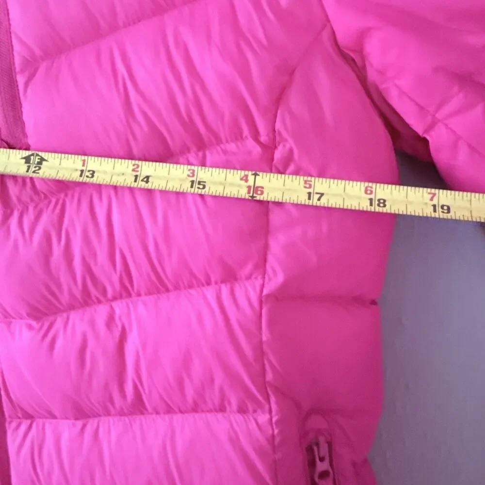 Eddie Bauer Down Parka Jacket Girls L (14) Pink Nylon Sherpa Lined Hooded